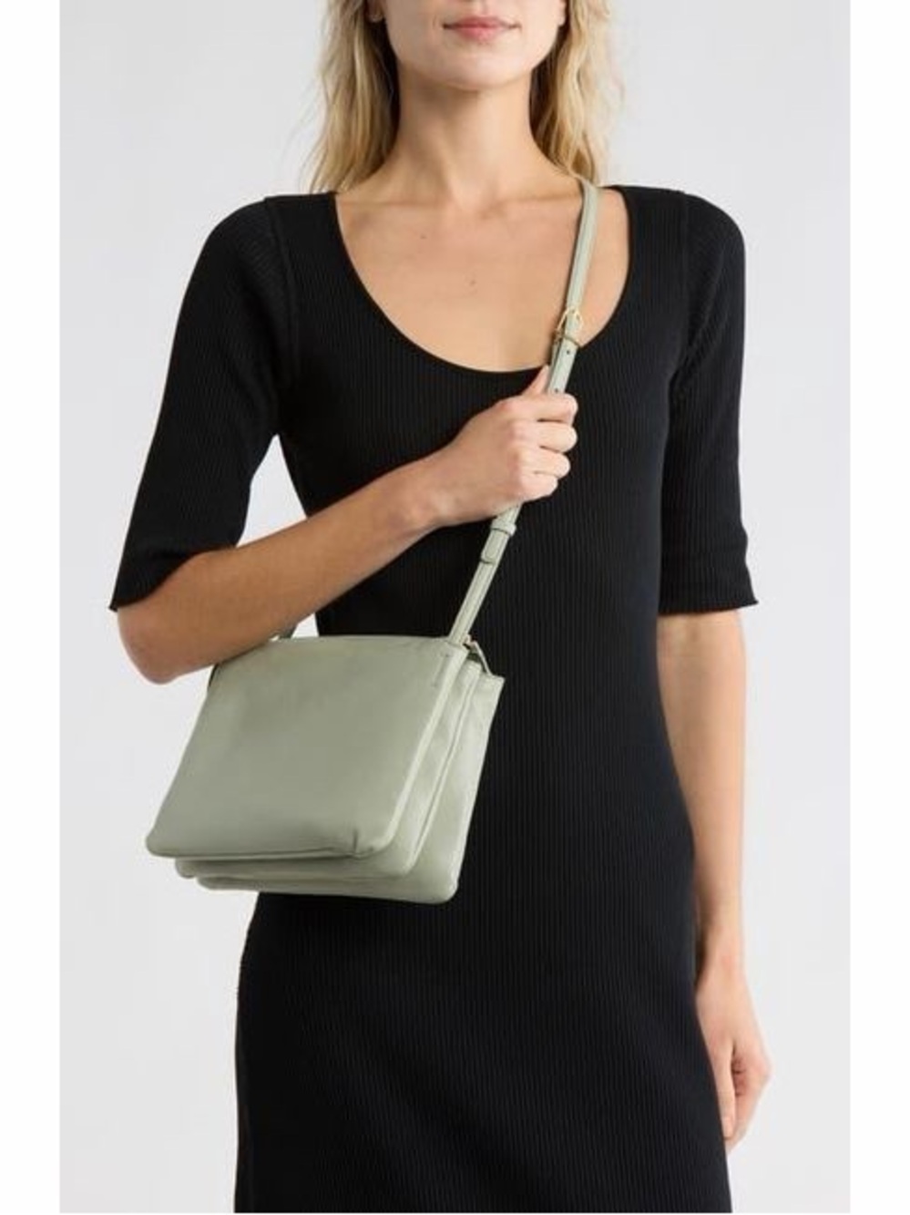 Vince Sammi Triple Pouch Crossbody Bag in Green Leather
